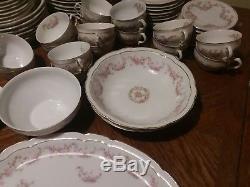 Antique China Z S & Co Scherzer Bavaria Orleans Pink Roses 70+ Pcs Dishware Set