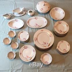 Antique Eschenbach Bavaria-Germany Dinnerware set White with Pink Flowers