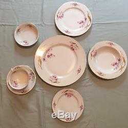 Antique Eschenbach Bavaria-Germany Dinnerware set White with Pink Flowers