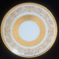 Antique Gold Porcelain/China Dinnerware 12 Place Settings Painted by Black Night