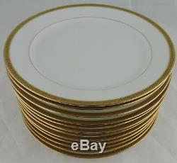 Antique Limoges Luncheon Plate Set 9 Classic White Gold Rim France Dinnerware