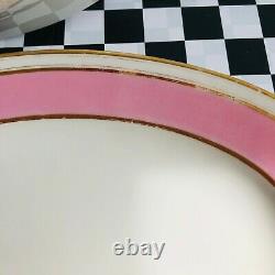 Antique Old Paris Porcelain Pink Band white Pair of platters gold band VGcd