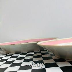 Antique Old Paris Porcelain Pink Band white Pair of platters gold band VGcd