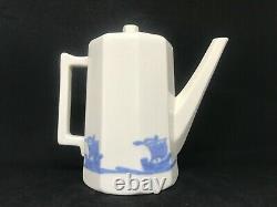 Antique Rookwood Pottery Blue Ship Dinnerware/Shipware Handled Coffee Pot 5 1/2