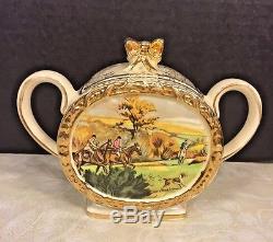 Antique Sadler Porcelain Sugar Bowl Pattern # 1713 Hunt Scene Made in England