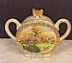 Antique Sadler Porcelain Sugar Bowl Pattern # 1713 Hunt Scene Made in England