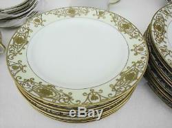 Antique Service 8 + Serving Pieces NORITAKE Christmas Ball Gold China Dinnerware