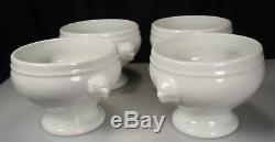 Apilco White French Porcelain Lion Head Soup Bowls- set of 4