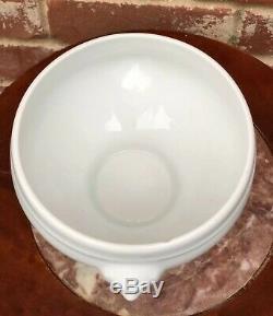 Apilco White French Porcelain Lion Head Soup Bowls- set of 4