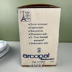 Arcopal Durand France Veronica 16-Piece Dinnerware Set Blue Floral Scalloped NEW