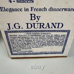 Arcopal Durand France Veronica 16-Piece Dinnerware Set Blue Floral Scalloped NEW