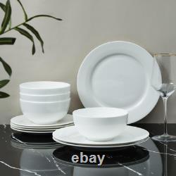 Aria Bone China 12-Piece Dinnerware Set, White