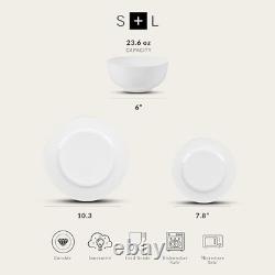 Aria Bone China 12-Piece Dinnerware Set, White