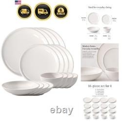 Artesano 16 Piece Dinnerware Set, Creamy White