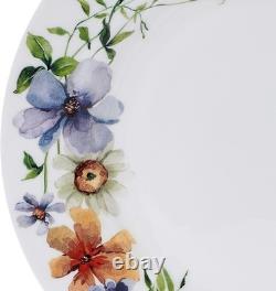 Audrina Water Color Flowers Bone China Lightweight Chip Resistant 12 Piece Di