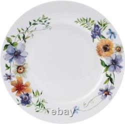 Audrina Water Color Flowers Bone China Lightweight Chip Resistant 12 Piece Di