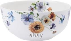 Audrina Water Color Flowers Bone China Lightweight Chip Resistant 12 Piece Di