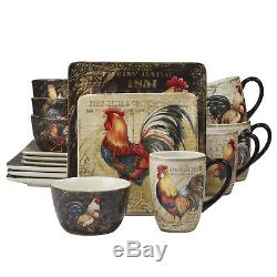August Grove Friar Gilded Rooster 16 Piece Dinnerware Set, Service for 4