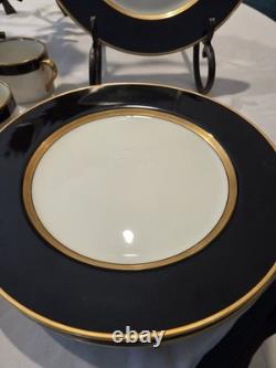BNOS Fitz and Floyd Renaissance Black/Gold/White 20 Piece Service for 4 MINT