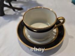 BNOS Fitz and Floyd Renaissance Black/Gold/White 20 Piece Service for 4 MINT