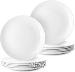 BTaT- White Dinner Plates, 10.5 inch, Set of 12, Restaurant Dishes, White Por