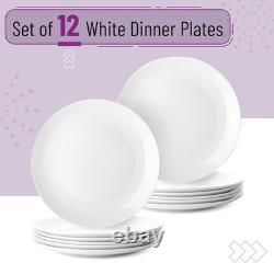 BTaT- White Dinner Plates, 10.5 inch, Set of 12, Restaurant Dishes, White Por