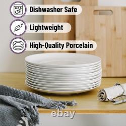 BTaT- White Dinner Plates, 10.5 inch, Set of 12, Restaurant Dishes, White Por
