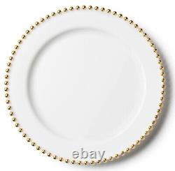 Beaded Collection Disposable Premium Heavyweight Plastic Plates & Soup Bowls