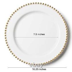 Beaded Collection Disposable Premium Heavyweight Plastic Plates & Soup Bowls