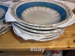 Beautiful 36 Pc Vintage Handpainted Gold Teal Blue Japan Dinnerware Lot Rare