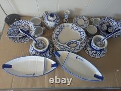 Beautiful Porcelain Blue And White Dinner Set 29 Pieces From Thailand Sushi Boat Beautiful Porcelain Blue And White Dinner Set 29 Pieces From Thailand Sushi Boat