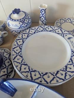 Beautiful Porcelain Blue And White Dinner Set 29 Pieces From Thailand Sushi Boat