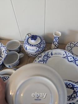 Beautiful Porcelain Blue And White Dinner Set 29 Pieces From Thailand Sushi Boat