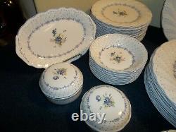 Beautiful Vintage NIKKO Blue Peony Dinnerware Set 55 Pcs. Service for 8 EUC
