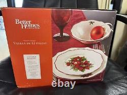 Better Homes and Gardens Limited Edition 12 Piece Dinnerware Set red poinsettias