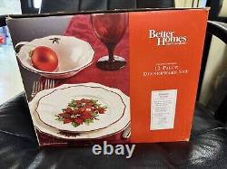 Better Homes and Gardens Limited Edition 12 Piece Dinnerware Set red poinsettias