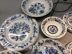 Big lot of BLUE ONION FOOTED CAKE PLATE CHINA ORIGINAL BOHEMIAN DINNERWARE