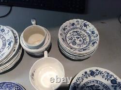 Big lot of BLUE ONION FOOTED CAKE PLATE CHINA ORIGINAL BOHEMIAN DINNERWARE