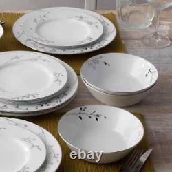 Birchwood White Porcelain 12-Piece Dinnerware Set, (Service For 4)