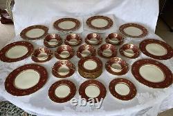 Black Knight Eldorado Gold Encrusted China (46 Pcs) Dinner Cream Soup Bread