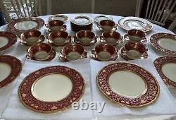 Black Knight Eldorado Gold Encrusted China (46 Pcs) Dinner Cream Soup Bread