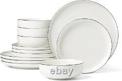 Black Rim 24 Seven Piece Dinnerware Set, 12 Count