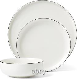 Black Rim 24 Seven Piece Dinnerware Set, 12 Count