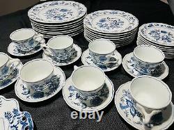 Blue Danube-Vintage Japan Blue & White Pattern-Dinnerware Set Of 44 Pieces