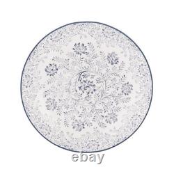 Blue Floral Bone China Dinnerware Set, White, Service for 4, 20 Piece