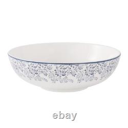 Blue Floral Bone China Dinnerware Set, White, Service for 4, 20 Piece