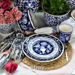 Blue Garden 16-Piece Asian Inspired Blue and White Dinnerware Set (for 4)