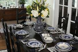 Blue Garden 16 Piece Hand-painted Dinnerware Set