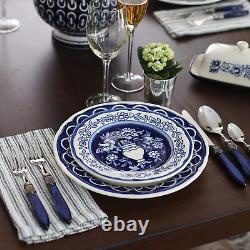 Blue Garden 16 Piece Oven Safe Hand Painted Stoneware Dinnerware Set Service for