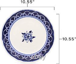 Blue Garden 16 Piece Oven Safe Hand Painted Stoneware Dinnerware Set Service for